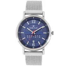 Relógio Analógico Daniel Klein Premium DK11849-2 Masculino, Metal - Prata e Azul