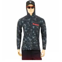 Sumax Pesca Vestuario Camiseta de Pesca BSW2406-4L UV50+ Poliester Masculino Camuflado/Verde