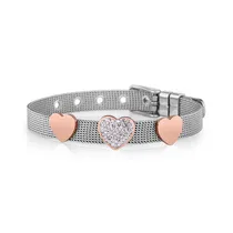 Pulseira Feminina Freelook FRJ.3.3006-2 de Aço Inoxidável - Prata e Rosa Ouro