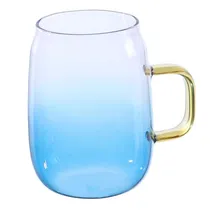 Copo de Vidro Azul c/Cabo de Ouro 300ML