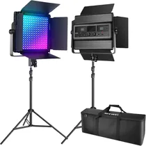 Kit de Luz de Vídeo LED Neewer 1200 RGB - Preto + Bolsa + Tripés