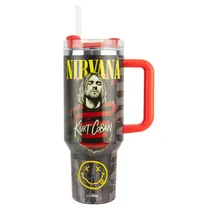Copo Térmico Weedoo Nirvana - 1.2L - com Canudo - Preto e Vermelho  Copo Térmic...