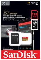 Memória Micro SDXC Uhs-I Sandisk Extreme 128GB 190MB/s