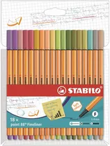 Caneta de Linha Fina Stabilo 18 Point 88 Fineliner Soft Colors - (18 Cores)