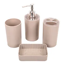 Kit Banheiro Plástico Tampa Transp. Cinza 4PÇS