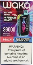 Vape Descartável Waka Peach + Blue Raspberry Fusion Blast 36000 Puffs