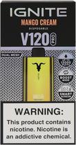 Vape Descartavel Ignite V120 Pro Mango Cream 12000 Puffs Dual Mesh Gold