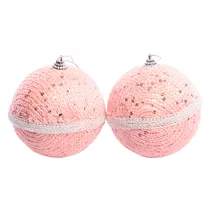 Bola de Natal Tecido Rosa 2UN 10CM