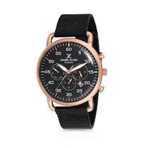 Relógio Analógico Masculino Daniel Klein Exclusive DK12127-2 - Preto e Rosa Ouro