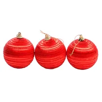 Bola de Natal Vermelha com Listras 3UN 8CM