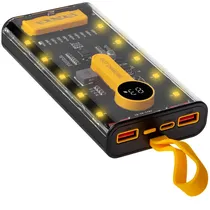 Carregador Portátil Satellite A-PB410005Q 10.000 Mah 2 Saídas USB e USB-C - Transparente/Preto/Amarelo