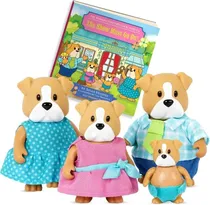 Battat Figuras L'Il Woodzeez Familia de Bull Dog Plastico +3 Años Multicolor