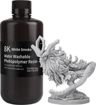 Resina 8K Photopolymer para Impressora 3D Elegoo Water Washable 1KG - White Smoke