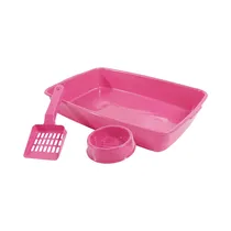 Kit para Gatos Bandeja de Arena + Pala + Comedero Pet & Garden 00144 Rosa 3 Piezas  Kit para Ga...