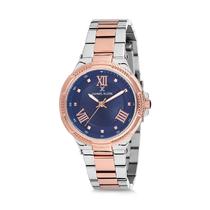 Relogio Analogico Feminino Daniel Klein Premium DK12086-6 - Prata e Rosa Ouro