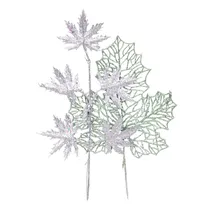Galho de Natal Decorativo 33X17CM Prateado Verde
