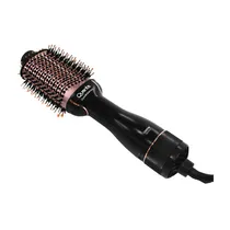 Escova Elétrica Quanta QTES6000N Style&Glamour 2 In 1 com 1.300 Watts Bivolt - Preta / Rose Gold