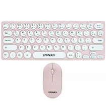Kit Teclado Sem Fio Satelite AK-6031G Português + Mouse 1.200 Dpi - Rosa