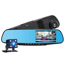 Camera Espelho Retrovisor Blackbox DVR para Carro com 2 Cameras / Full HD / GPS / Microfone / Sensor / 1080P - Preto