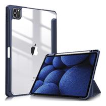 Capa para Tablet / iPad Pro 11 4LIFE com Compartimento para Pencil - Transparente/Azul Marino