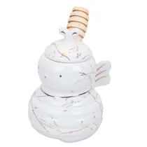 Porta-Mel Em Porcelana com Dosador - Branco