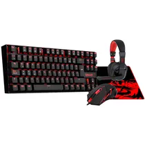 Kit Gamer Redragon K552-BB-2 - 4 Em 1 - RGB - Preto e Vermelho