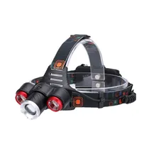Lanterna de Cabeça M26803 LED Recarregável com 3 Leds/ 8800MAH e Carregador Veicular - Preto