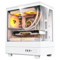 Gabinete Gamer, Aquario, Aigo Darkflash DS330M, Mini Tower, M-ATX, Frontal e Lateral Vidro Temperado, Sem Fans, Branco  Gabinete Ga...