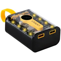 Carregador Portátil Satellite A-PB410007Q 10.000 Mah 2 Saídas USB e USB-C - Transparente/Preto/Amarelo
