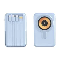 Carregador Portátil Powerbank Wireless Charger / 10000MAH / 5W / 2.1A / 5 Em 1 / Micro-USB / Lightning / USB-C / USB - Azul Claro