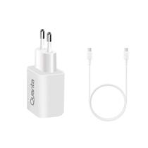 Combo Carregador Quanta QTCACR2 - 20W + Cabo Quanta QTCTC70 - 1.2 Metros - Branco