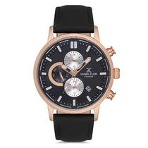 Relogio Analogico Masculino Daniel Klein DK.1.12707-3 Exclusive Gents / Pulseira de Couro Genuino - Preto/Rose Gold