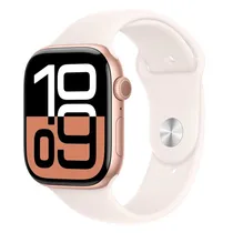 Apple Watch S10 42MM MWWH3LW/ A com GPS/ Wide Angle Oled Display / Pulseira Sport Band s/ M / Aluminium Case - Rose Gold