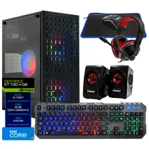 PC Montado Gamer Intel Core i3 6100T de 3.4GHZ / 16GB de Ram / 240GB SSD / Geforce GT730 4GB + Kit Gamer - Preto
