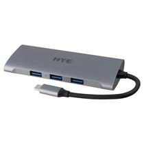 Hub Hye HYEHU-71 - 7 Portas - USB Tipo C - Cinza