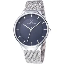 Relógio Analógico Daniel Klein Fiord DK11909-5 Masculino Pulseira de Aço Inoxidável - Prata e Azul Escuro
