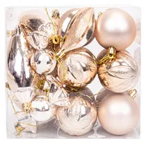 Bola Natal com 20 Pecas de 6 CM Champanhe