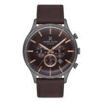 Relogio Analogico Masculino Daniel Klein DK.1.12753-4 Exclusive Gents / Pulseira de Couro Genuino - Marrom/Preto