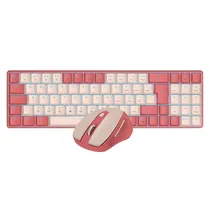 Teclado e Mouse Redragon BS-8772RP Sem Fio Inglês - Rosa/Rosa