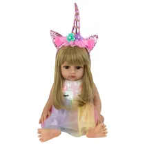 Boneca Baby Reborn V-41 - 49CM - Silicone - Roupa Unicórnio