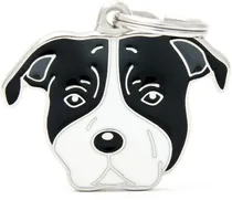 Medalha de Identificação Myfamily Friends Cão Amstaff Preto e Branco MF80WHITEBLACK