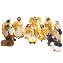 Presépio Figuras com Detalhe Dourado 11PZS 12CM