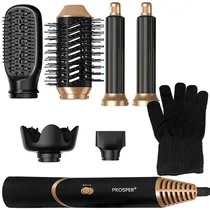 Escova Secadora e Modeladora Eletrica Prosper P-1127 / 6 Em 1 / 1800W / 110-120V ~ 50/ 60 HZ - Preto/ Dourado