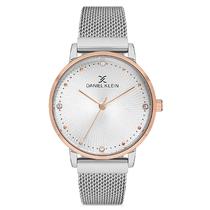 Relogio Analogico Feminino Daniel Klein DK.1.12689-4 Premium Ladies / Pulseira de Malha Metalica - Prata/Rose Gold