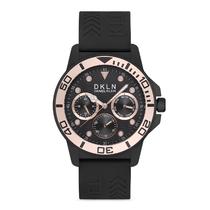 Relogio Analogico Masculino Daniel Klein DK.1.12716-2 DKLN Gents / Pulseira de Silicone - Preto/Rose