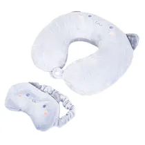 Kit Almofada Viagem Gato Cinza Extra Soft + Máscara