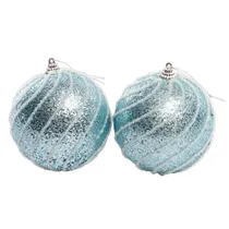 Bola de Natal Celeste Prateada 10CM com 2 Peças.