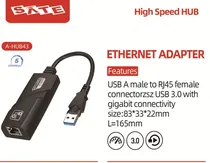 Adaptador USB p/ RJ45 Sate A-HUB43 USB 3.0 Preto  Adaptador U...