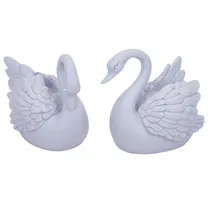 Cisne Decorativo de Resina 2PZS Cinza