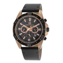 Relogio Analogico Masculino Sergio Tacchini Archivio ST.1.10025-3 com Pulseira de Couro - Preto e Dourado